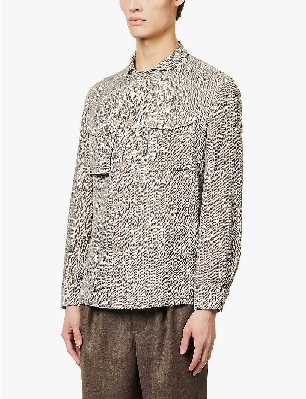 Giorgio Armani Graphic-pattern Long-sleeved Regular-fit Cotton Shirt 3 Giorgio Armani Graphic-pattern Long-sleeved Regular-fit Cotton Shirt - Image 3