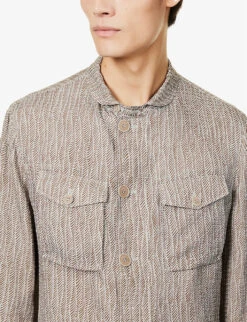 Giorgio Armani Graphic-pattern Long-sleeved Regular-fit Cotton Shirt 9 Giorgio Armani Graphic-pattern Long-sleeved Regular-fit Cotton Shirt -Fit & Flow Clothing Sales Store R04096684 QUIETGRAY ALT04