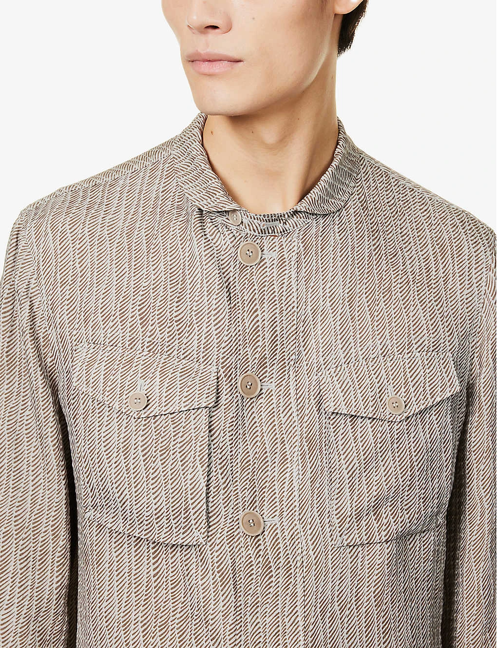 Giorgio Armani Graphic-pattern Long-sleeved Regular-fit Cotton Shirt 5 Giorgio Armani Graphic-pattern Long-sleeved Regular-fit Cotton Shirt - Image 5