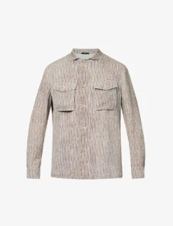 Giorgio Armani Graphic-pattern Long-sleeved Regular-fit Cotton Shirt