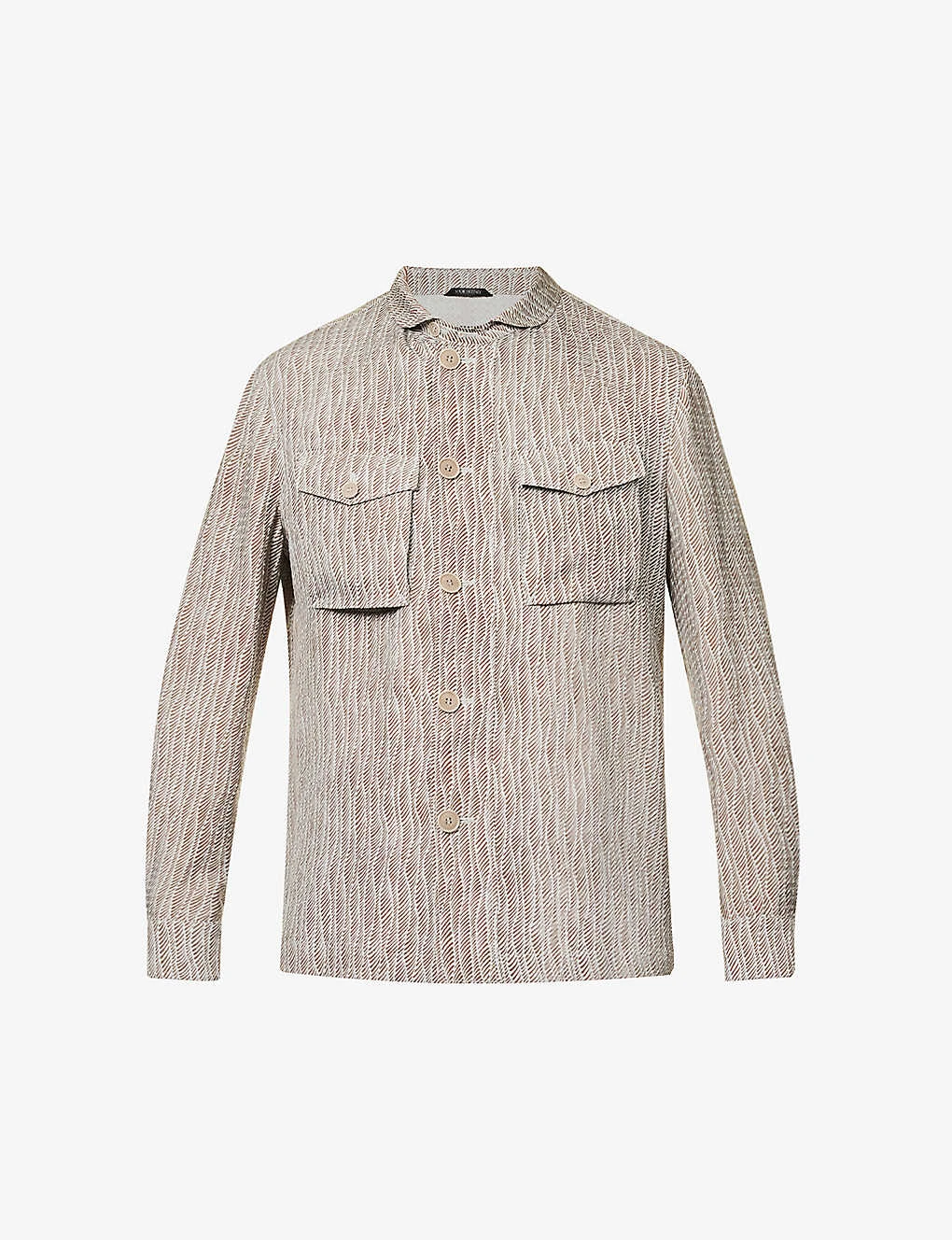 Giorgio Armani Graphic-pattern Long-sleeved Regular-fit Cotton Shirt 1 Giorgio Armani Graphic-pattern Long-sleeved Regular-fit Cotton Shirt