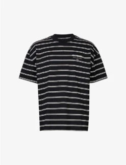 AllSaints Underground Striped Over-sized Organic-cotton T-shirt