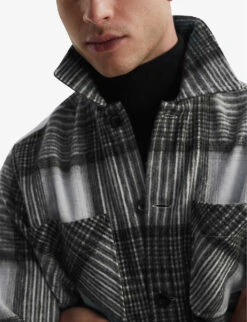 Reiss Ohio Check-pattern Relaxed-fit Woven Overshirt -Fit & Flow Clothing Sales Store R04098676 GREY ALT04