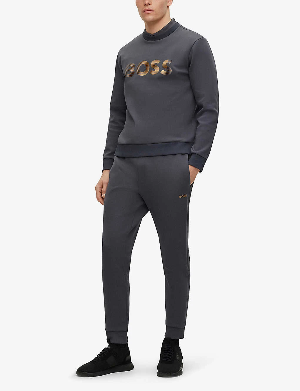 Boss Elasticated-cuff Drawstring-waist Stretch Cotton-blend Jogging Bottoms 2 Boss Elasticated-cuff Drawstring-waist Stretch Cotton-blend Jogging Bottoms - Image 2