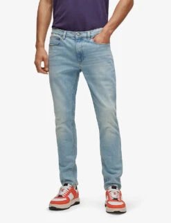 Hugo Logo-patch Extra Slim-fit Stretch-denim Jeans -Fit & Flow Clothing Sales Store R04100913 TURQUOISEAQUA ALT02