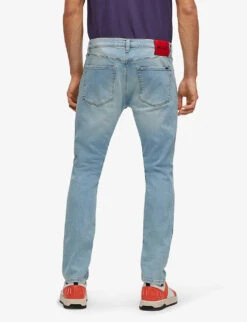 Hugo Logo-patch Extra Slim-fit Stretch-denim Jeans -Fit & Flow Clothing Sales Store R04100913 TURQUOISEAQUA ALT03