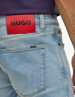 Hugo Logo-patch Extra Slim-fit Stretch-denim Jeans -Fit & Flow Clothing Sales Store R04100913 TURQUOISEAQUA ALT04