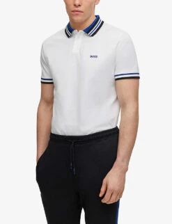 Boss Branded-trim Logo-print Regular-fit Cotton Polo Shirt -Fit & Flow Clothing Sales Store R04100938 WHITE ALT02