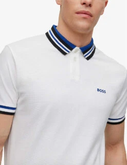 Boss Branded-trim Logo-print Regular-fit Cotton Polo Shirt -Fit & Flow Clothing Sales Store R04100938 WHITE ALT04