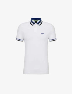 Boss Branded-trim Logo-print Regular-fit Cotton Polo Shirt