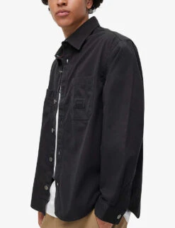 Hugo Logo-badge Oversized Cotton Shirt -Fit & Flow Clothing Sales Store R04101017 BLACK ALT02