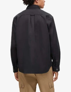 Hugo Logo-badge Oversized Cotton Shirt -Fit & Flow Clothing Sales Store R04101017 BLACK ALT03