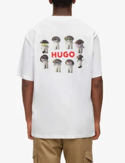 Hugo Graphic-print Relaxed-fit Cotton-jersey T-shirt -Fit & Flow Clothing Sales Store R04101068 WHITE ALT03