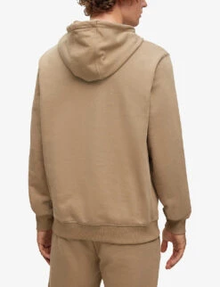 Hugo Tonal Logo-badge Cotton-terry Hoody -Fit & Flow Clothing Sales Store R04101107 OPENBROWN ALT03