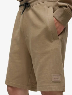 Hugo Tonal Logo-badge Cotton-terry Shorts -Fit & Flow Clothing Sales Store R04101120 OPENBROWN ALT04