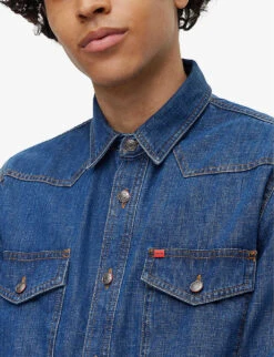 Hugo Western-style Kent-collar Relaxed-fit Denim Shirt -Fit & Flow Clothing Sales Store R04101133 LIGHTPASTELBLUE ALT04