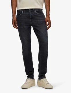 Boss Washed Slim-fit Straight-leg Stretch-denim Jeans -Fit & Flow Clothing Sales Store R04101154 GREY ALT02