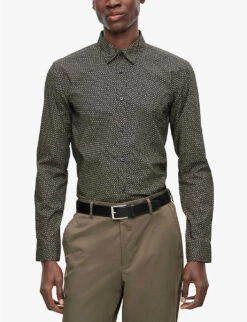 Boss Monogram-print Slim-fit Stretch-cotton Shirt -Fit & Flow Clothing Sales Store R04101222 LIGHTPASTELGREEN ALT02