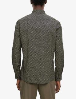 Boss Monogram-print Slim-fit Stretch-cotton Shirt -Fit & Flow Clothing Sales Store R04101222 LIGHTPASTELGREEN ALT03