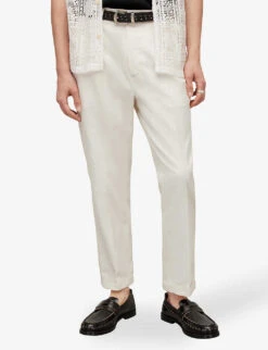 AllSaints Tallis Tapered-leg Mid-rise Cotton-blend Trousers -Fit & Flow Clothing Sales Store R04102056 WHEATGRASSTAU ALT02