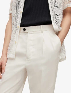 AllSaints Tallis Tapered-leg Mid-rise Cotton-blend Trousers -Fit & Flow Clothing Sales Store R04102056 WHEATGRASSTAU ALT04