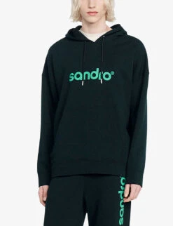 Sandro Logo-print Cotton Jersey Hoody -Fit & Flow Clothing Sales Store R04102172 VERTS ALT02