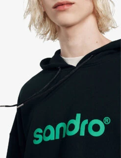 Sandro Logo-print Cotton Jersey Hoody -Fit & Flow Clothing Sales Store R04102172 VERTS ALT04