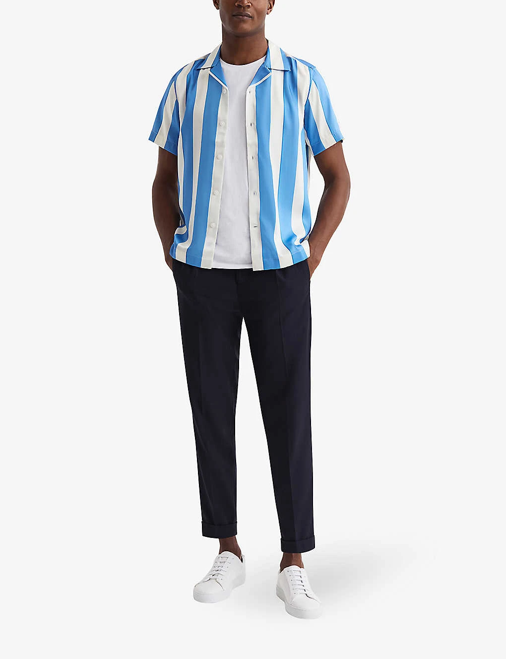 Reiss Virginia Striped Short-sleeved Recycled-polyester Shirt 2 Reiss Virginia Striped Short-sleeved Recycled-polyester Shirt - Image 2