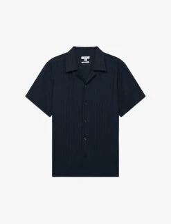 Reiss Vitus Cuban-collar Slim-fit Woven Polo Shirt