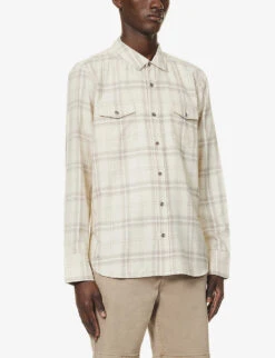 Paige Everett Checked Regular-fit Cotton-blend Shirt -Fit & Flow Clothing Sales Store R04111357 MISTYDAY ALT02