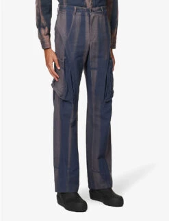 Faded Dropped-crotch Wide-leg Regular-fit Cotton And Linen-blend Trousers -Fit & Flow Clothing Sales Store R04117083 NAVY ALT02