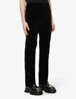 Prada Velvet-texture Straight-leg Cotton-blend Trousers -Fit & Flow Clothing Sales Store R04120345 NERO ALT02