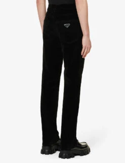 Prada Velvet-texture Straight-leg Cotton-blend Trousers -Fit & Flow Clothing Sales Store R04120345 NERO ALT03