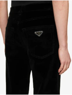 Prada Velvet-texture Straight-leg Cotton-blend Trousers -Fit & Flow Clothing Sales Store R04120345 NERO ALT04