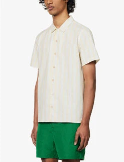 Vacay Striped Relaxed-fit Cotton Shirt -Fit & Flow Clothing Sales Store R04122226 YELLOW ALT02