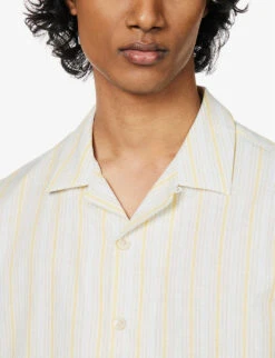 Vacay Striped Relaxed-fit Cotton Shirt -Fit & Flow Clothing Sales Store R04122226 YELLOW ALT04