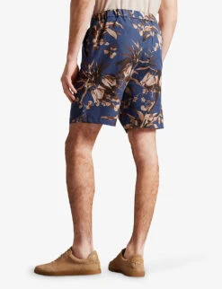 Ted Baker Floral-print Elasticated-waist Cotton Shorts -Fit & Flow Clothing Sales Store R04122377 NAVY ALT03