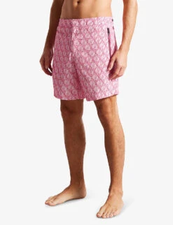 Ted Baker Kloch Geometric-print Swim Shorts -Fit & Flow Clothing Sales Store R04122392 BRTPINK ALT02