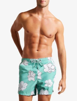 Ted Baker Ampbell Floral-print Recycled-polyester Swim Shorts -Fit & Flow Clothing Sales Store R04122394 MINT ALT02