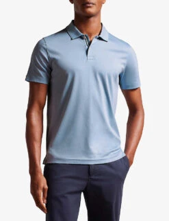 Ted Baker Zeiter Slim-fit Cotton Polo Shirt -Fit & Flow Clothing Sales Store R04122496 PLBLUE ALT02