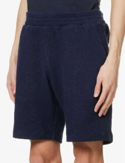 PAUL SMITH Bouclé-texture Brand-patch Cotton-blend Shorts -Fit & Flow Clothing Sales Store R04125686 BLUE ALT04