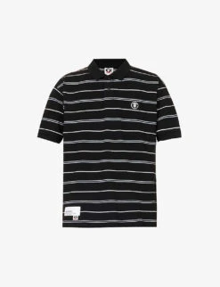 Logo-patch Striped Cotton-piqué Polo Shirt