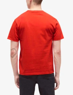 THE KOOPLES Graphic Logo-embroidered Crewneck Cotton-jersey T-shirt -Fit & Flow Clothing Sales Store R04127785 RED01 ALT03
