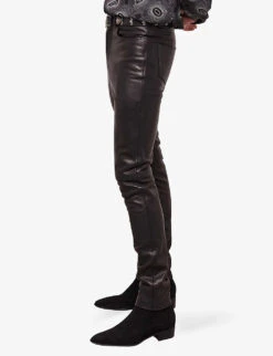 THE KOOPLES Slim-fit Zipped-ankle Leather Trousers -Fit & Flow Clothing Sales Store R04127916 BLA01 ALT02