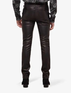 THE KOOPLES Slim-fit Zipped-ankle Leather Trousers -Fit & Flow Clothing Sales Store R04127916 BLA01 ALT03