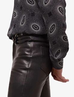 THE KOOPLES Slim-fit Zipped-ankle Leather Trousers -Fit & Flow Clothing Sales Store R04127916 BLA01 ALT04