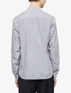 THE KOOPLES Officer-collar Stripe-pattern Cotton Shirt -Fit & Flow Clothing Sales Store R04127927 BLA09 ALT03