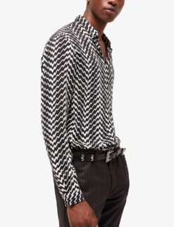THE KOOPLES Graphic-print Long-sleeved Woven Shirt -Fit & Flow Clothing Sales Store R04127934 BLA09 ALT02