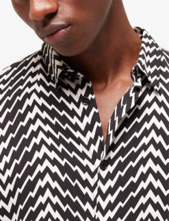 THE KOOPLES Graphic-print Long-sleeved Woven Shirt -Fit & Flow Clothing Sales Store R04127934 BLA09 ALT04