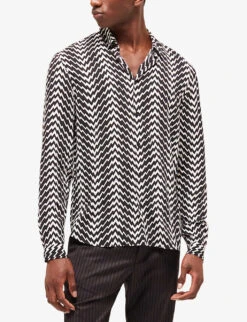 THE KOOPLES Graphic-print Long-sleeved Woven Shirt -Fit & Flow Clothing Sales Store R04127934 BLA09 ALT05